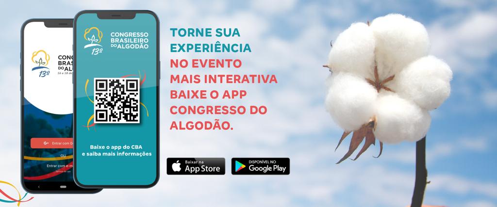 Programação e informações sobre o Congresso Brasileiro do Algodão poderão ser verificadas na tela do celular